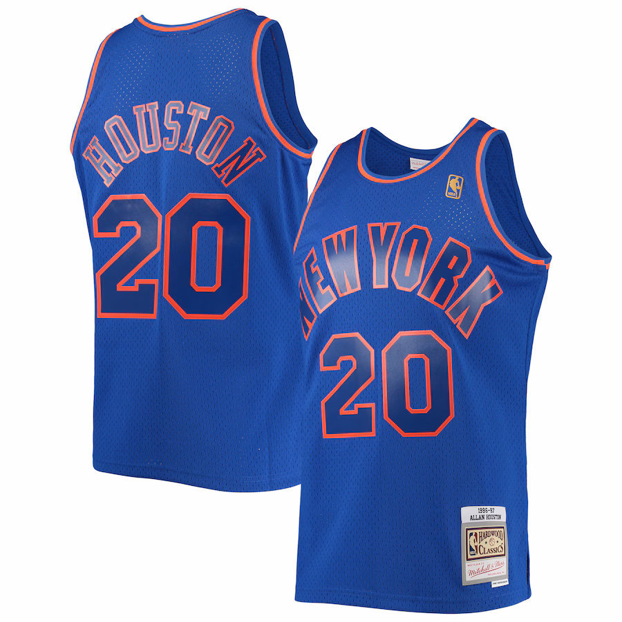 Men's New York Knicks Allan Houston Mitchell & Ness Blue 1996/97 Throwback Dark Swingman Jersey - Puhuasuan