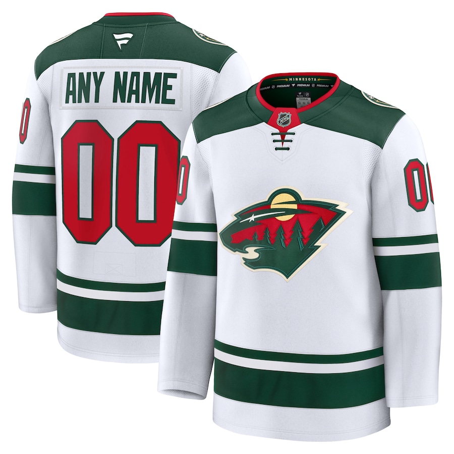 Men's Minnesota Wild Fanatics White Away Premium Custom Jersey - Puhuasuan