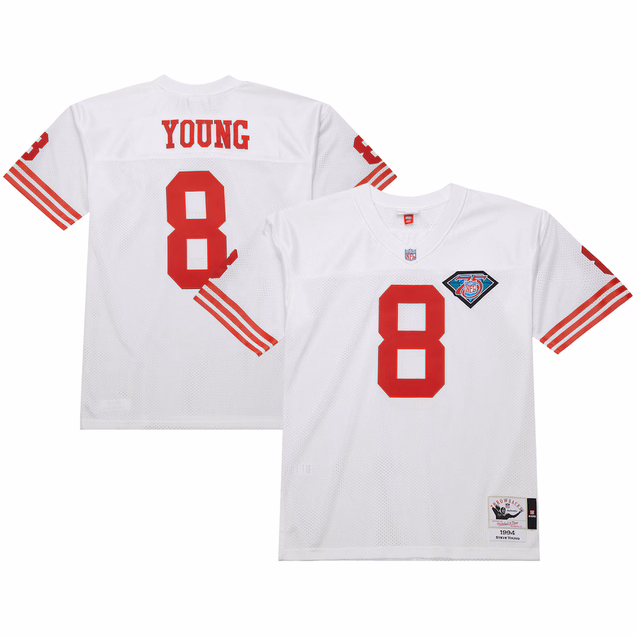 Men's San Francisco 49ers 1994 Steve Young Mitchell & Ness White Authentic Throwback Retired Player Jersey - Puhuasuan
