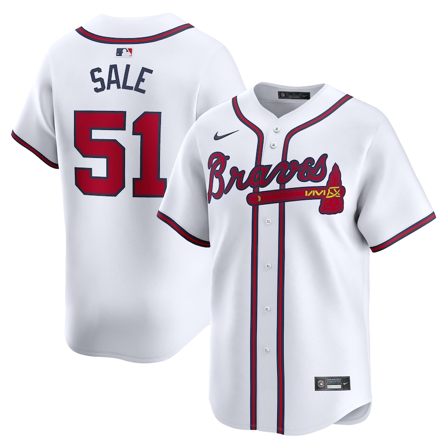 Men's Atlanta Braves Chris Sale Nike White Home Limited Player Jersey - Puhuasuan