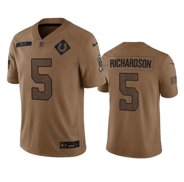 Men's Indianapolis Colts #5 Anthony Richardson 2023 Brown Salute To Sertvice Limited Football Stitched Jersey - Puhuasuan
