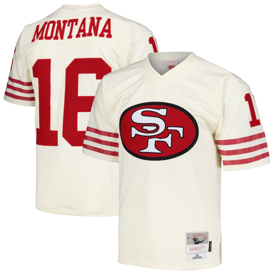 Men's San Francisco 49ers Joe Montana Mitchell & Ness Cream Chainstitch Legacy Jersey - Puhuasuan