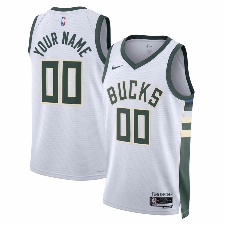 Unisex Milwaukee Bucks Nike White Swingman Custom Jersey - Association Edition - Puhuasuan