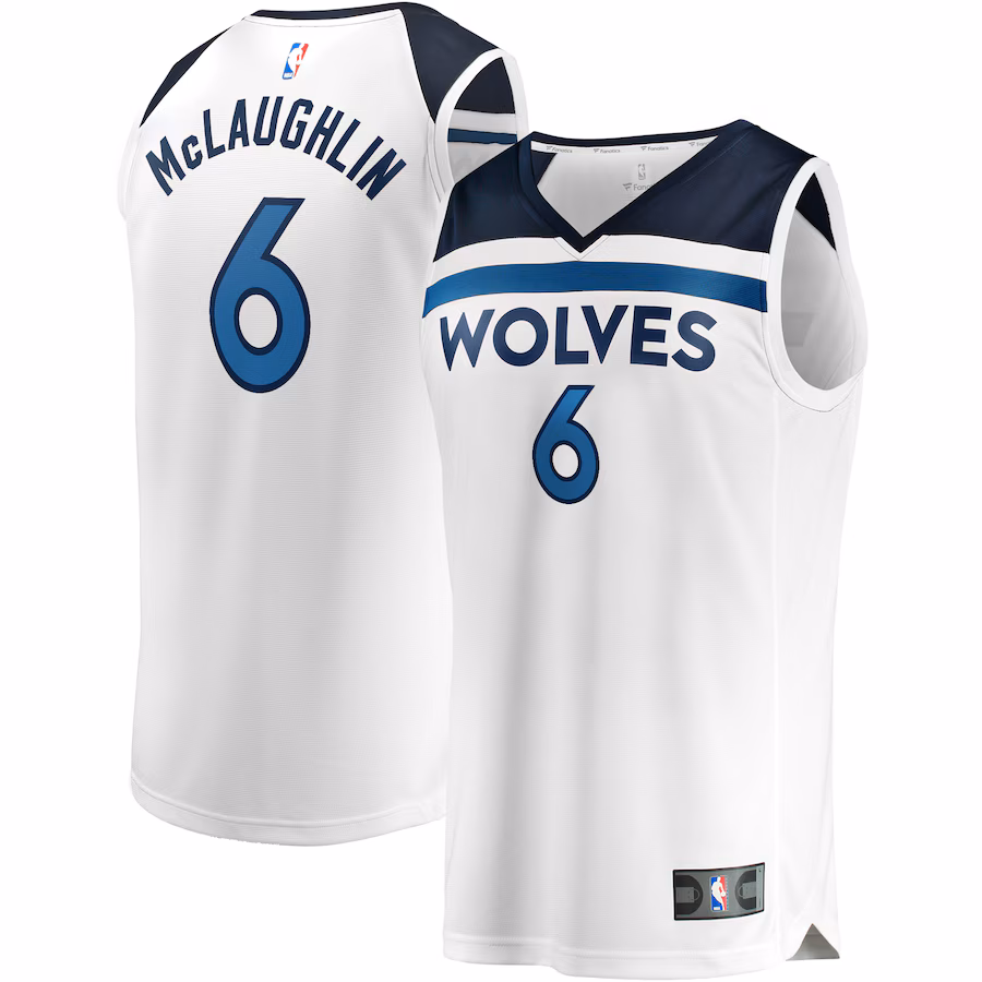 Men's Minnesota Timberwolves Jordan McLaughlin Fanatics White Fast Break Player Jersey - Association Edition - Puhuasuan