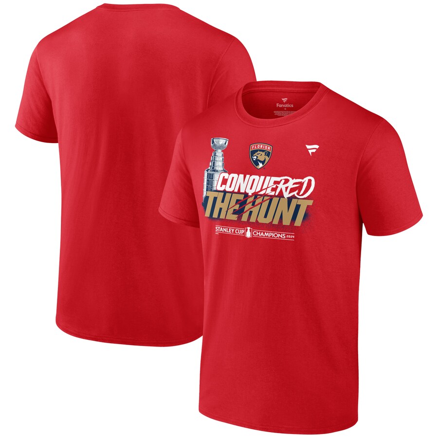 Men's Florida Panthers Fanatics Red 2024 Stanley Cup Champions Celebration T-Shirt - Puhuasuan