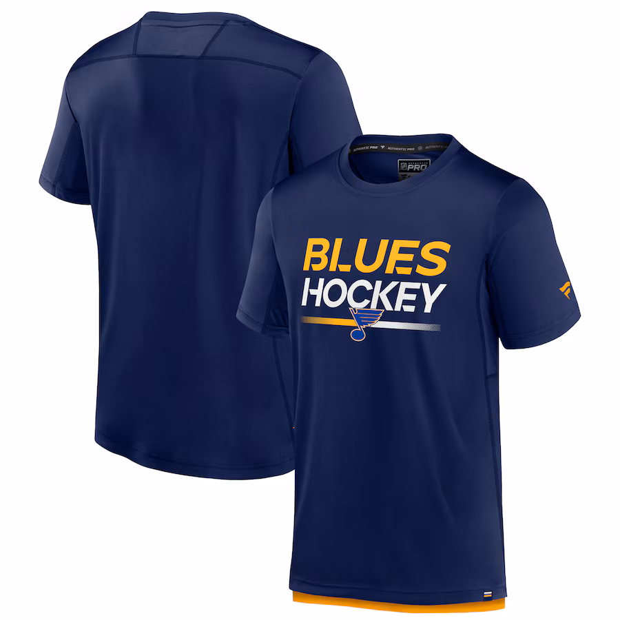 Men's St. Louis Blues Fanatics Navy Authentic Pro Tech T-Shirt - Puhuasuan