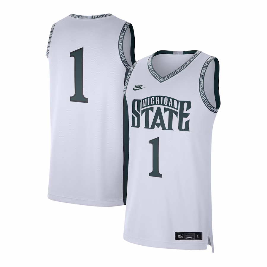 Men's Jordan Brand #1 White Michigan State Spartans Limited Authentic Jersey - Puhuasuan