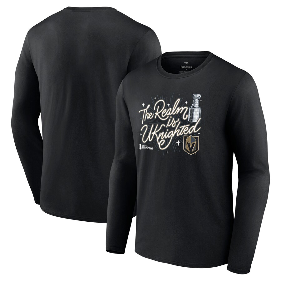 Men's Vegas Golden Knights Fanatics Black 2023 Stanley Cup Champions Celebration Long Sleeve T-Shirt - Puhuasuan