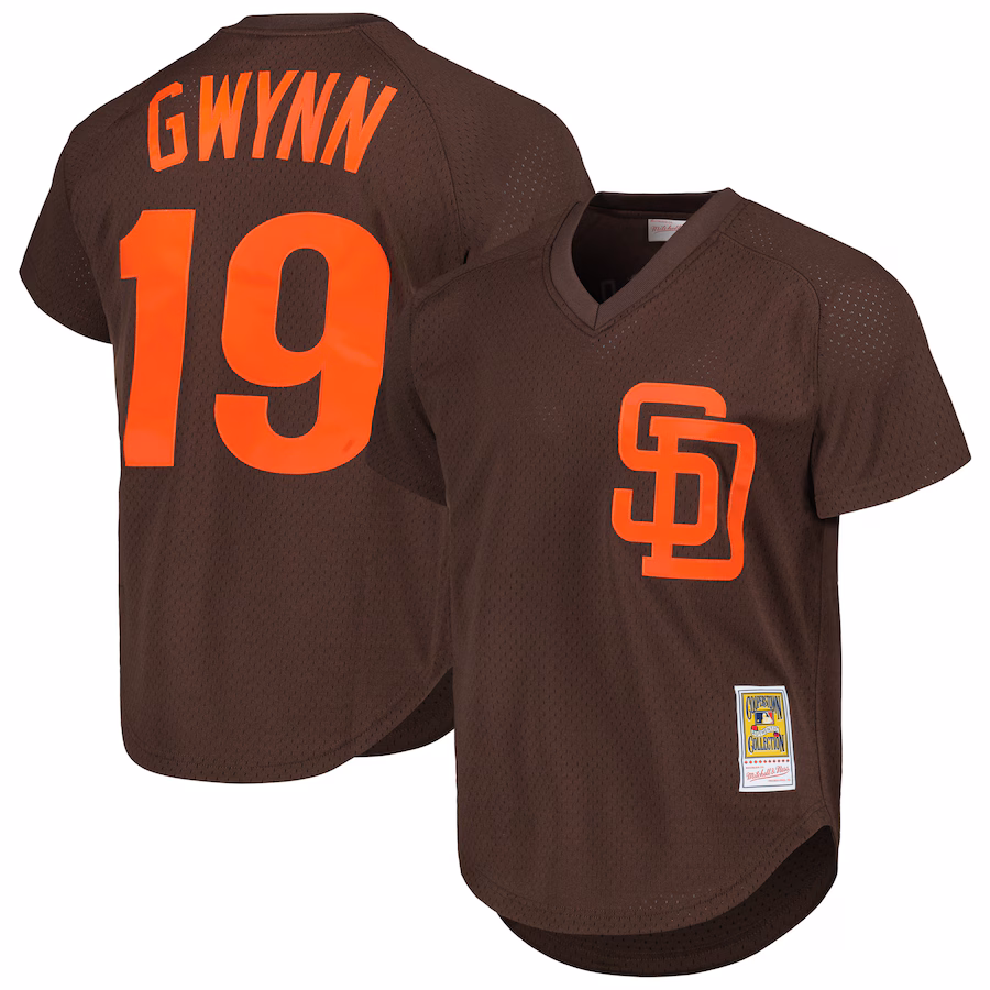 Men's San Diego Padres Tony Gwynn Mitchell & Ness Brown 1985 Authentic Cooperstown Collection Mesh Batting Practice Jersey - Puhuasuan
