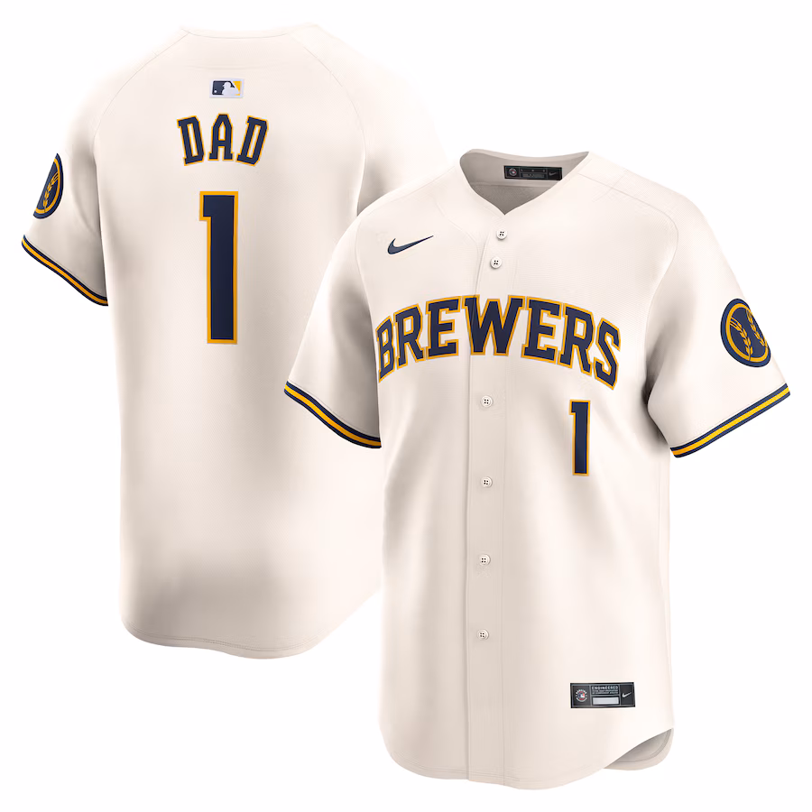 Men's Milwaukee Brewers Nike Cream #1 Dad Home Limited Jersey - Puhuasuan