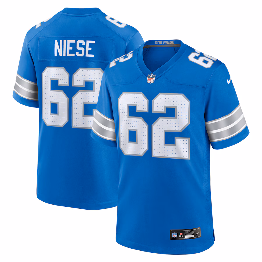 Men's Detroit Lions Michael Niese Nike Blue Team Game Jersey - Puhuasuan