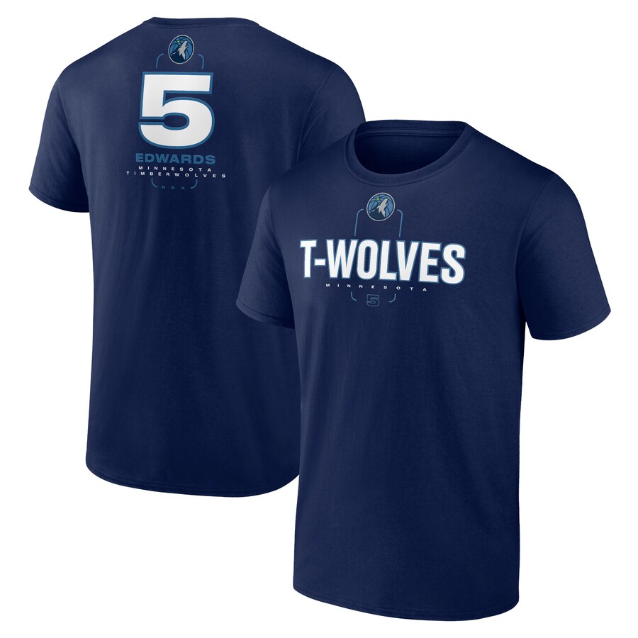 Men's Minnesota Timberwolves Anthony Edwards Navy Behind The Back Name & Number T-Shirt - Puhuasuan