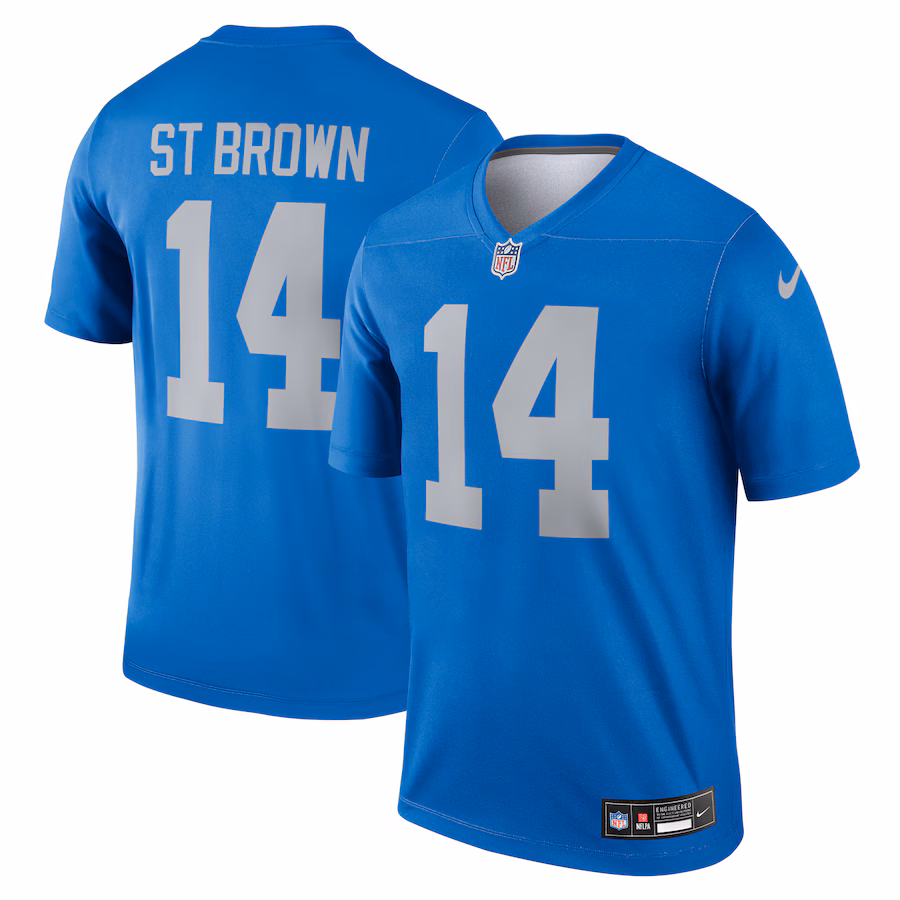 Men's Detroit Lions Amon-Ra St. Brown Nike Blue Alternate Legend Player Performance Top - Puhuasuan