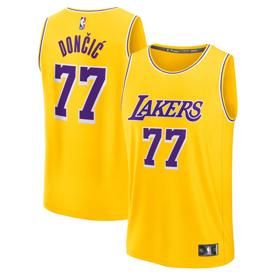 Men's Los Angeles Lakers Luka Don?i? Fanatics Gold Fast Break Replica Player Jersey - Icon Edition - Puhuasuan