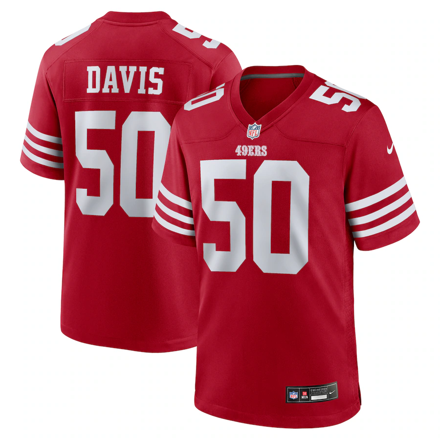 Men's San Francisco 49ers Khalil Davis Nike Scarlet Team Game Jersey - Puhuasuan