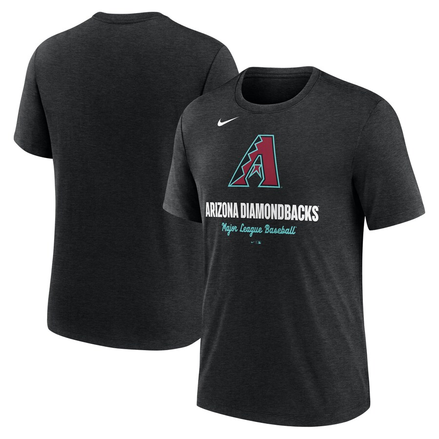 Men's Arizona Diamondbacks Nike Heather Black Logo Tri-Blend T-Shirt - Puhuasuan