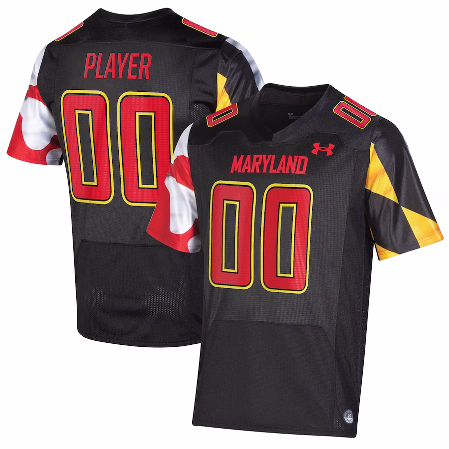 Maryland Terrapins Under Armour Pick-A-Player NIL Replica Football Jersey - Black - Puhuasuan