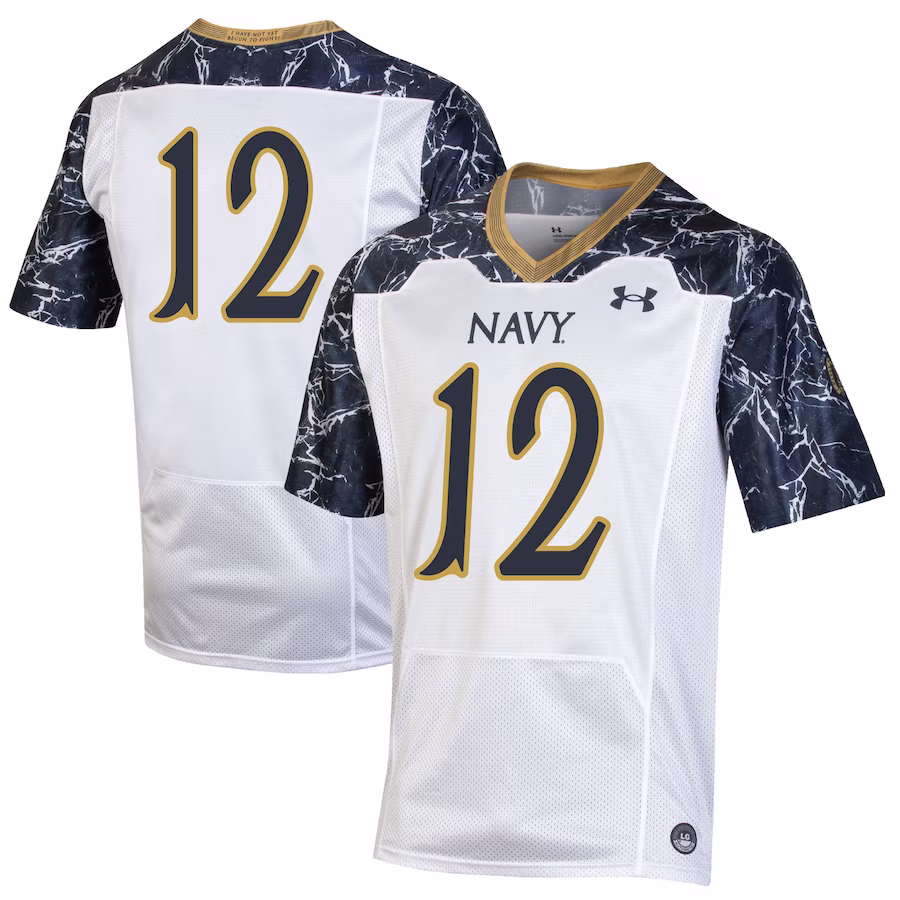 #12 Navy Midshipmen Under Armour Women's 175 Years Special Game Replica Jersey - White/Navy - Puhuasuan