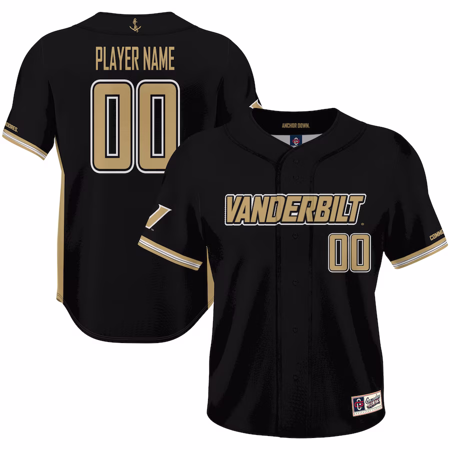 Vanderbilt Commodores GameDay Greats NIL Pick-A-Player Lightweight Baseball Jersey - Black - Puhuasuan