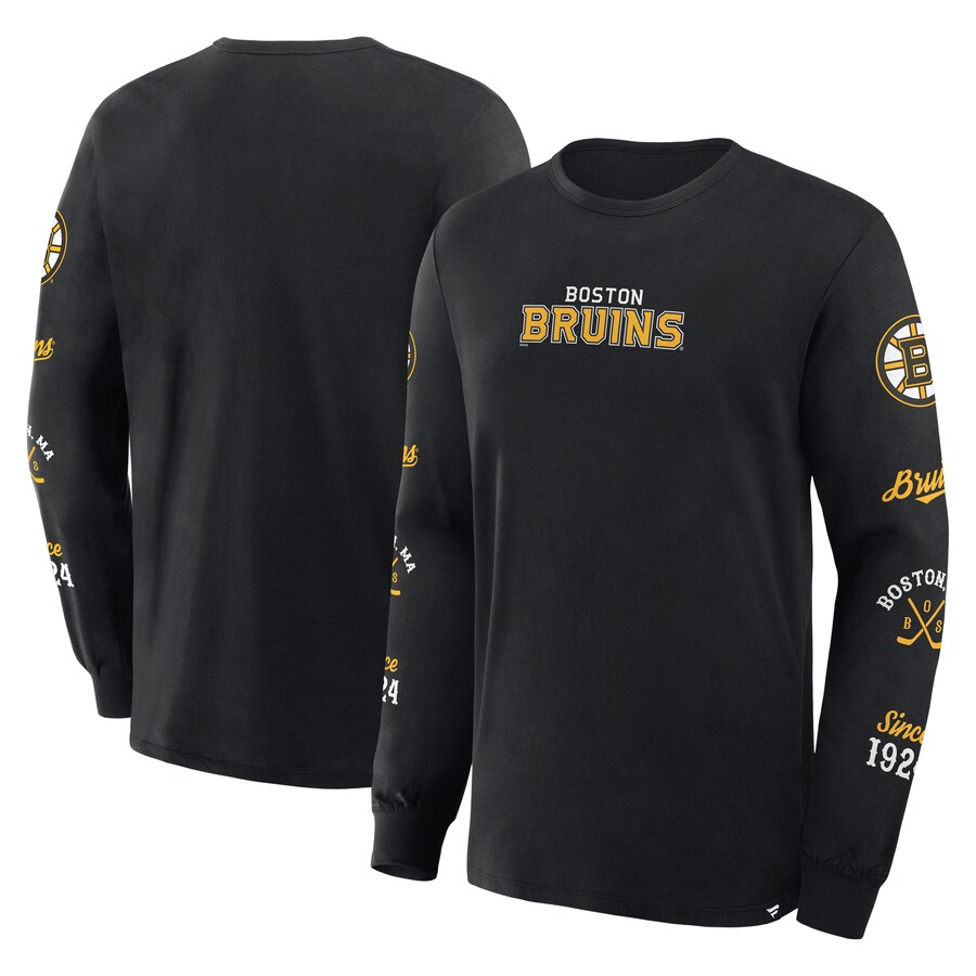 Men's Boston Bruins Fanatics Black Boxed In Legacy Long Sleeve T-Shirt - Puhuasuan
