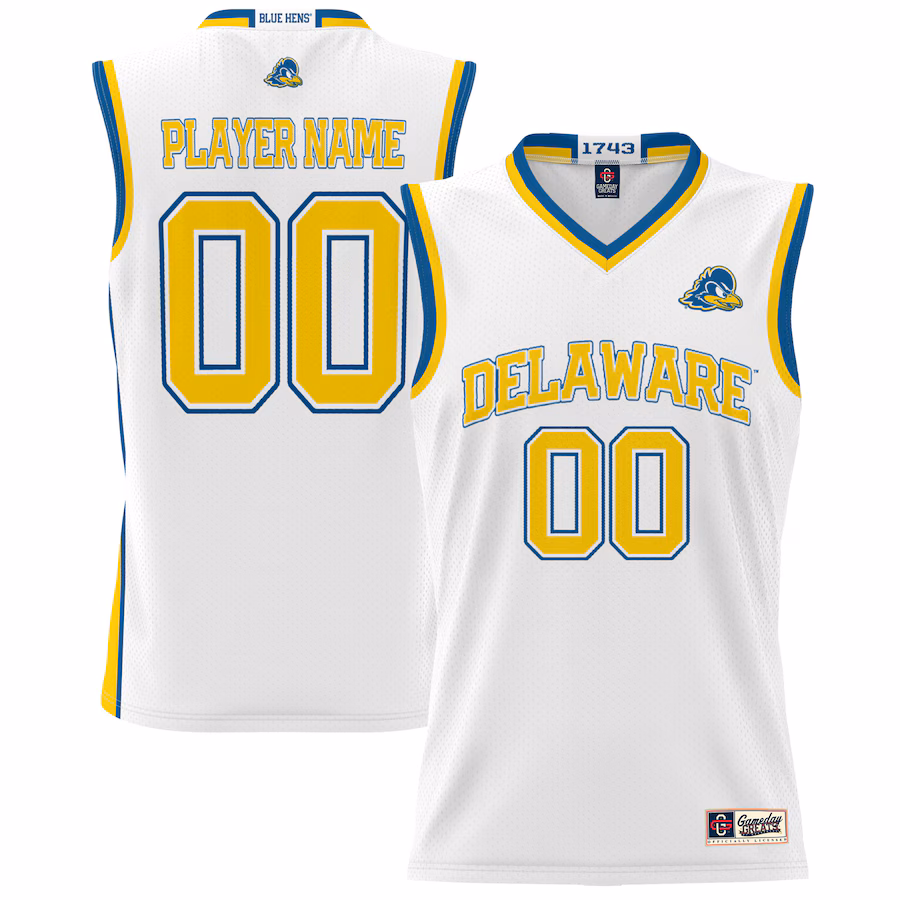 Delaware Fightin' Blue Hens GameDay Greats Unisex NIL Pick-A-Player Lightweight Women's Basketball Jersey - White - Puhuasuan