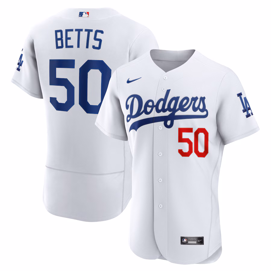 Men's Los Angeles Dodgers Mookie Betts Nike White Home Authentic Player Jersey - Puhuasuan