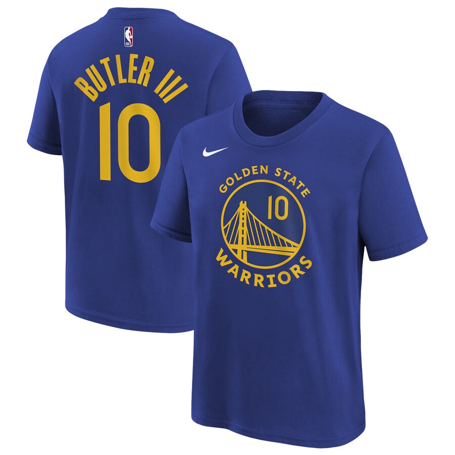 Youth Golden State Warriors Jimmy Butler III Nike Royal Icon Edition Name & Number T-Shirt - Puhuasuan