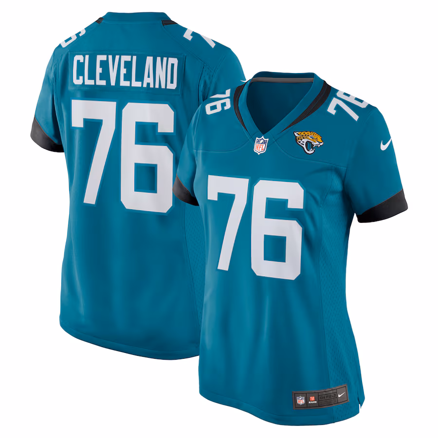 Women's Jacksonville Jaguars Ezra Cleveland Nike  Teal  Game Jersey - Puhuasuan