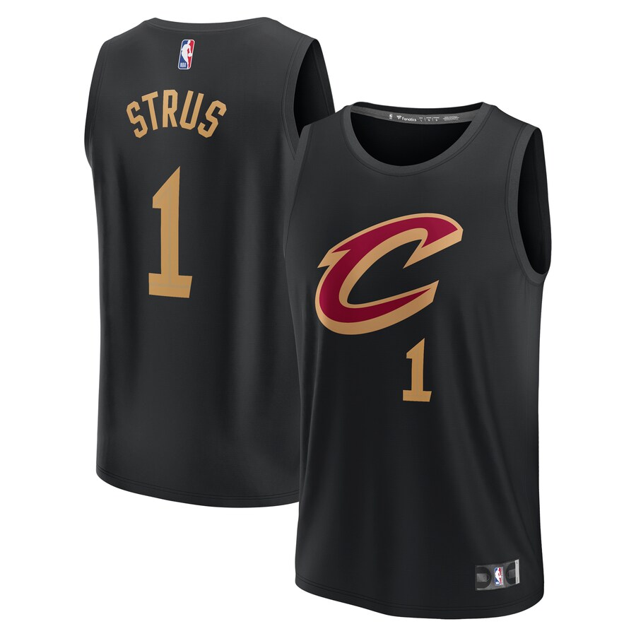 Men's Cleveland Cavaliers Max Strus Fanatics Black Fast Break Replica Player Jersey - Statement Edition - Puhuasuan