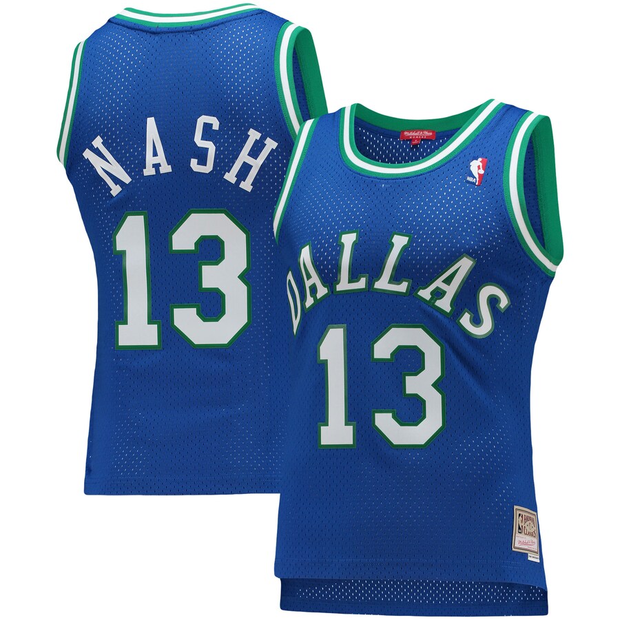 Women's Dallas Mavericks Steve Nash Mitchell & Ness Blue 1998/99 Hardwood Classics Swingman Jersey - Puhuasuan