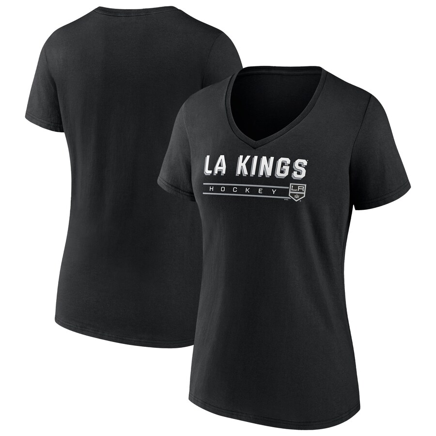 Women's Los Angeles Kings Fanatics Black V-Neck T-Shirt - Puhuasuan