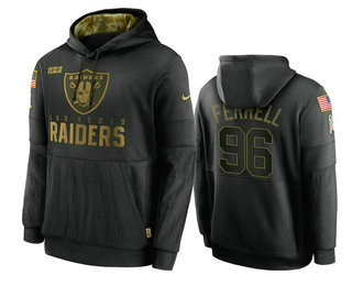 Men's Las Vegas Raiders #96 Clelin Ferrell Black 2020 Salute To Service Sideline Performance Pullover Hoodie - Puhuasuan