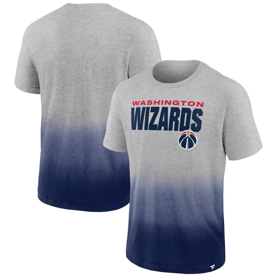 Men's Washington Wizards Fanatics Heathered Gray/Navy Board Crasher Dip-Dye T-Shirt - Puhuasuan