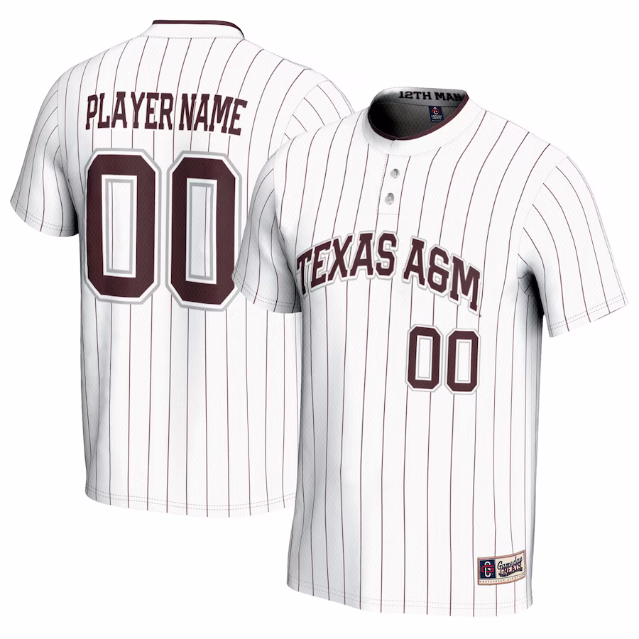 Texas A&M Aggies GameDay Greats Youth NIL Pick-A-Player Lightweight Softball Jersey - White - Puhuasuan