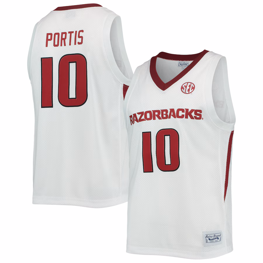 Bobby Portis Arkansas Razorbacks Original Retro Brand Alumni Commemorative Replica Basketball Jersey - White - Puhuasuan