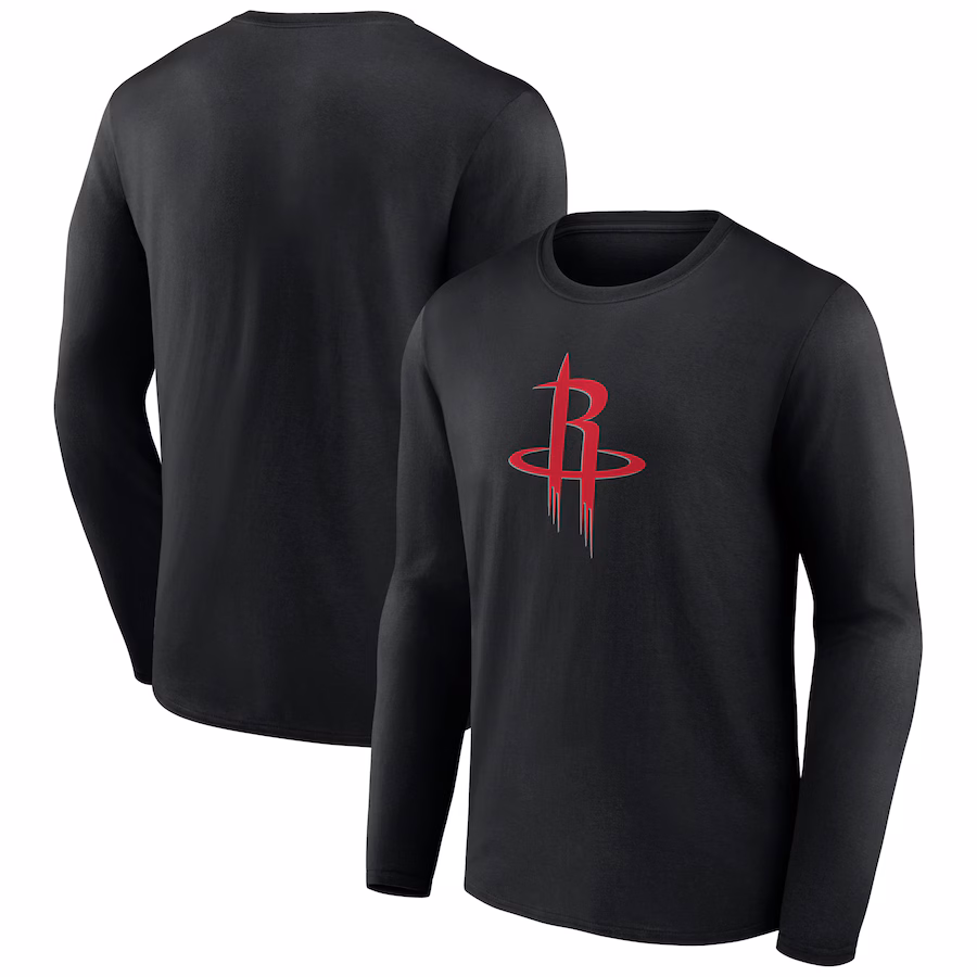 Men's Houston Rockets Black Primary Logo Long Sleeve T-Shirt - Puhuasuan