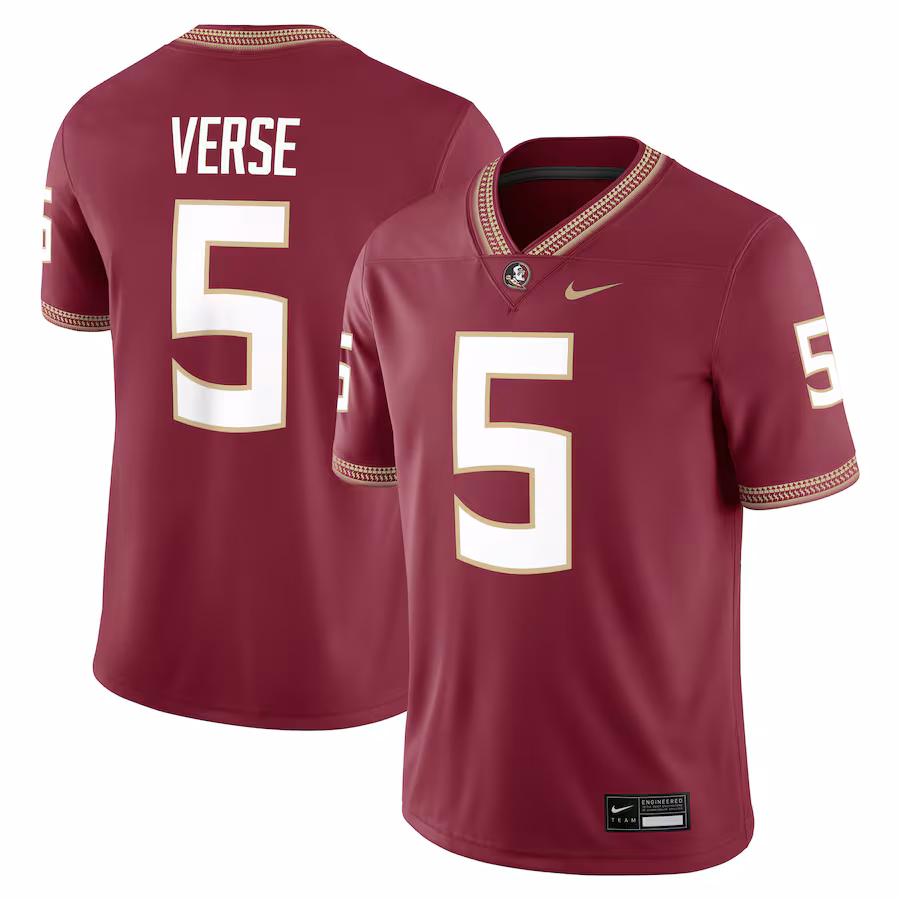 Men's Nike Jared Verse Garnet Florida State Seminoles Player Game Jersey - Puhuasuan