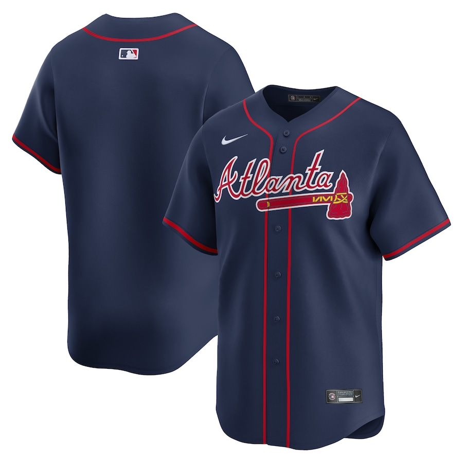 Men's Atlanta Braves  Nike Navy Alternate Limited Jersey - Puhuasuan
