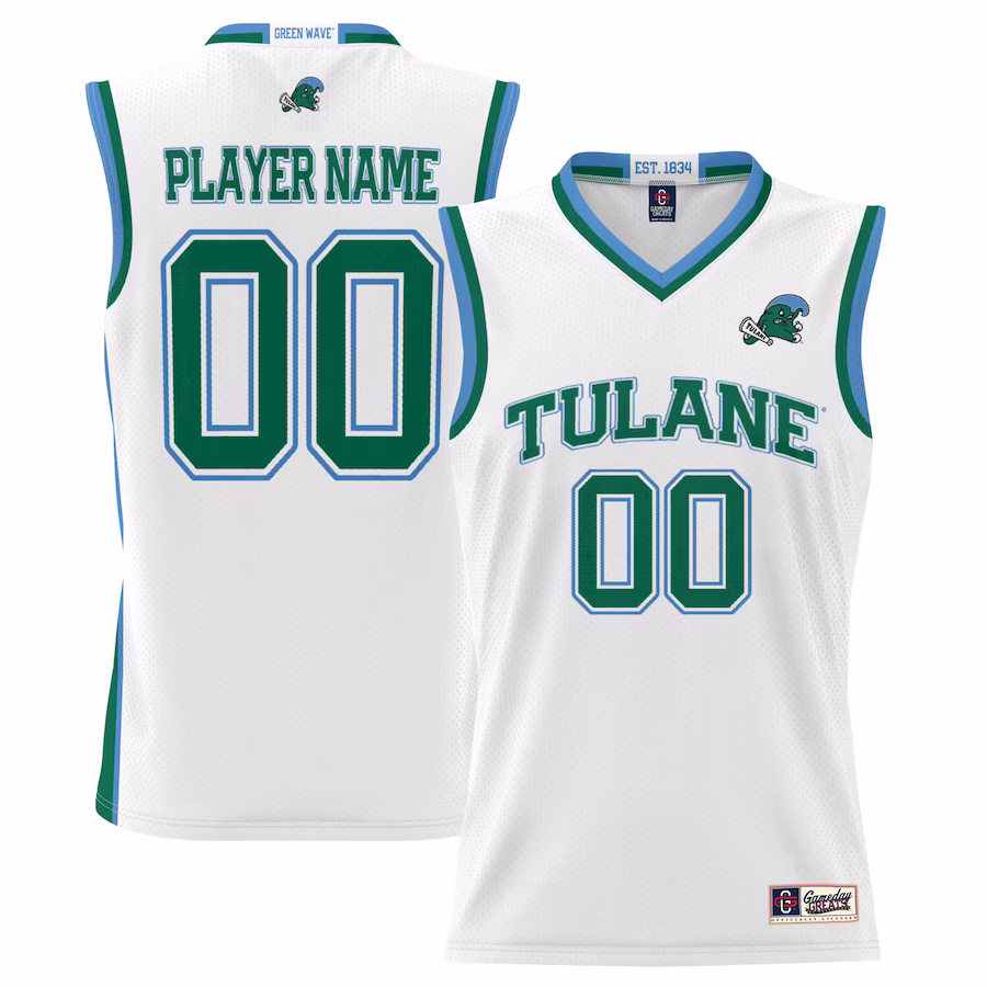 Tulane Green Wave GameDay Greats Youth NIL Pick-A-Player Lightweight Basketball Jersey - White - Puhuasuan