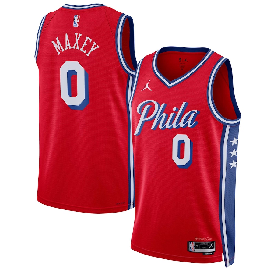 Unisex Philadelphia 76ers Tyrese Maxey Jordan Brand Red Swingman Jersey - Statement Edition - Puhuasuan