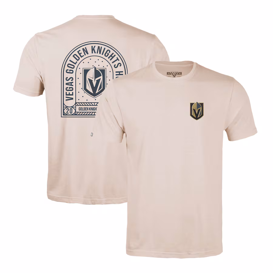 Men's Vegas Golden Knights Levelwear Khaki Richmond Stained Glass T-Shirt - Puhuasuan