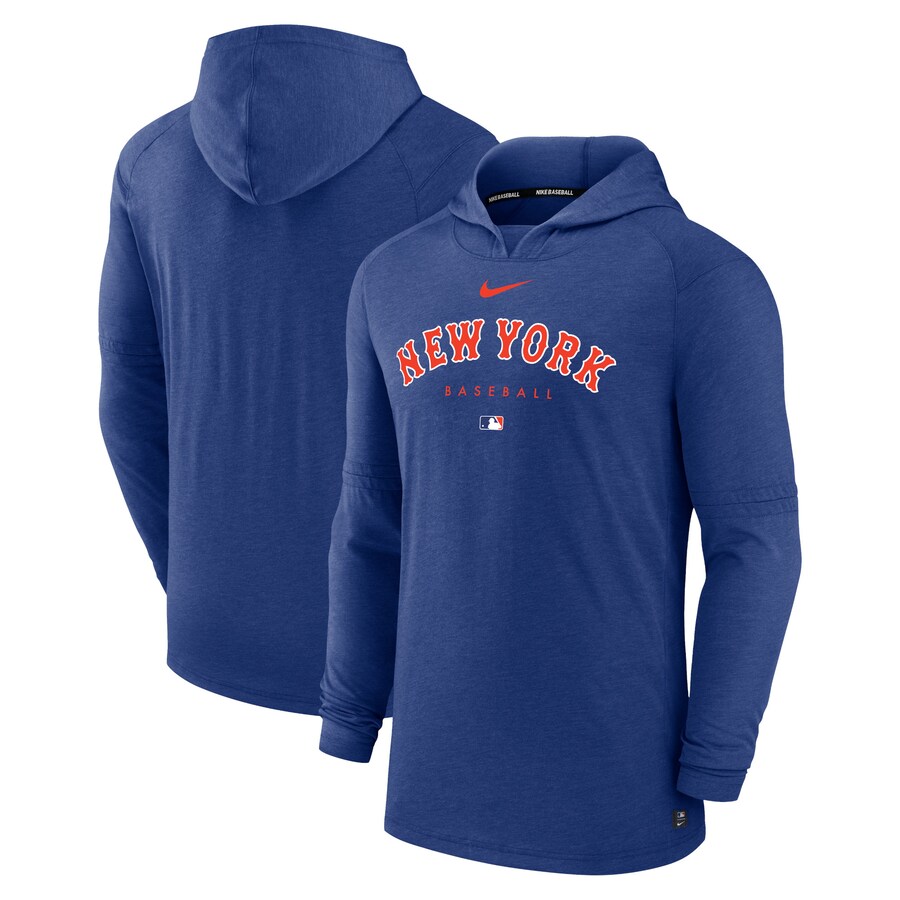 Men's New York Mets Nike Heather Royal Authentic Collection Early Work Tri-Blend Performance Pullover Hoodie - Puhuasuan