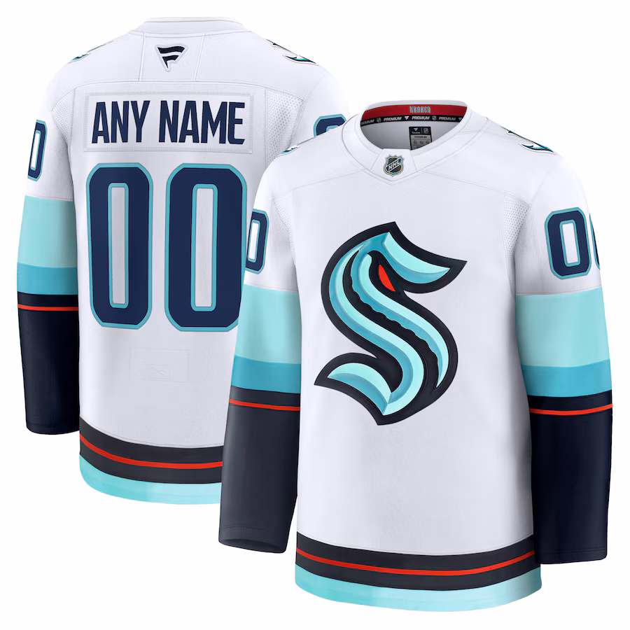 Men's Seattle Kraken Fanatics White Away Premium Custom Jersey - Puhuasuan