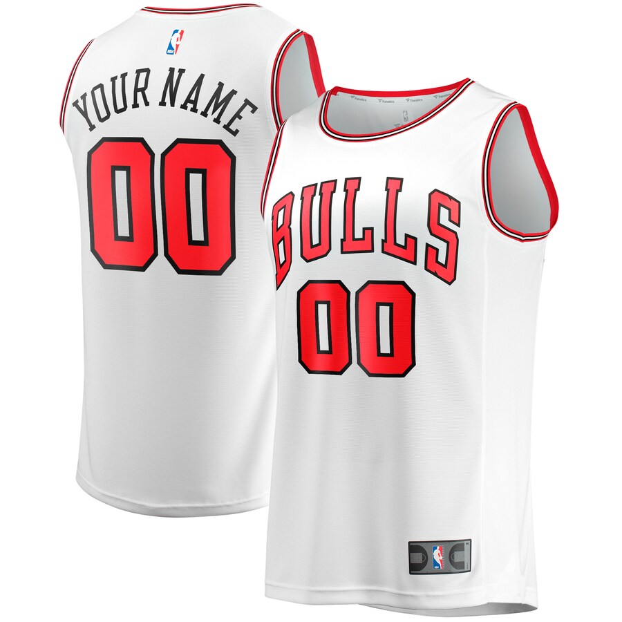 Men's Chicago Bulls Fanatics White Fast Break Custom Replica Jersey - Association Edition - Puhuasuan