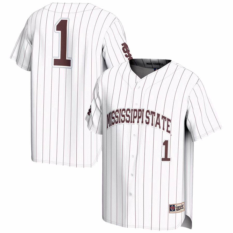 Men's GameDay Greats #1 White Mississippi State Bulldogs Lightweight Baseball Jersey - Puhuasuan