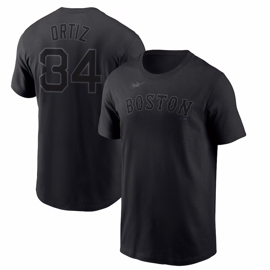 Men's Boston Red Sox David Ortiz Nike Black Name & Number T-Shirt - Puhuasuan