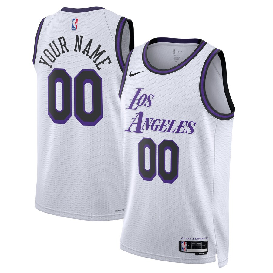 Unisex Los Angeles Lakers Nike White 2022/23 Swingman Custom Jersey - City Edition - Puhuasuan