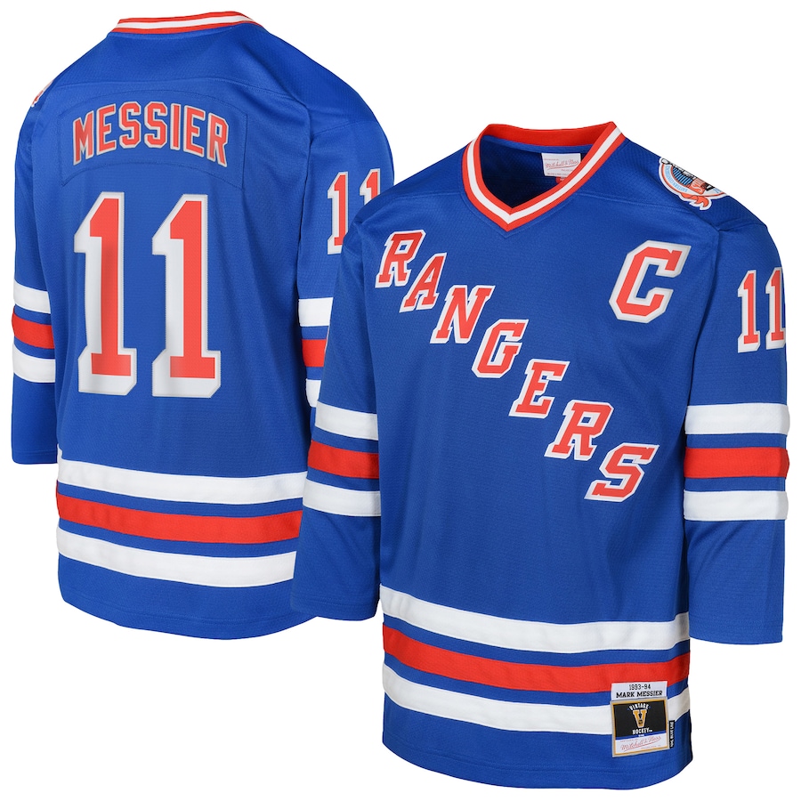 Youth New York Rangers Mark Messier Royal Power Play 2.0 Player Jersey with Captain Patch - Puhuasuan