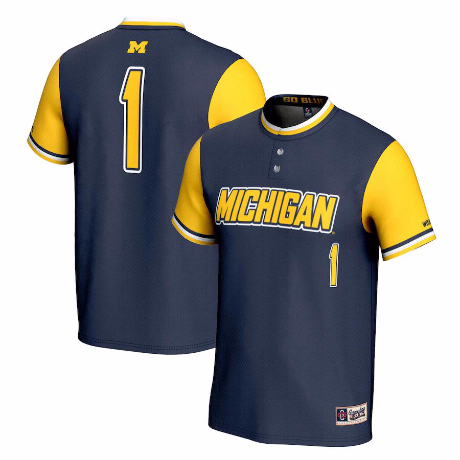 Youth GameDay Greats #1 Navy Michigan Wolverines Lightweight Softball Jersey - Puhuasuan