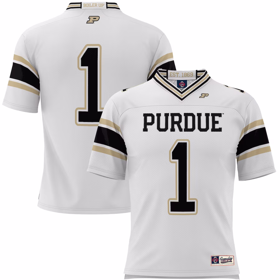#1 Purdue Boilermakers GameDay Greats Endzone Football Jersey - White - Puhuasuan